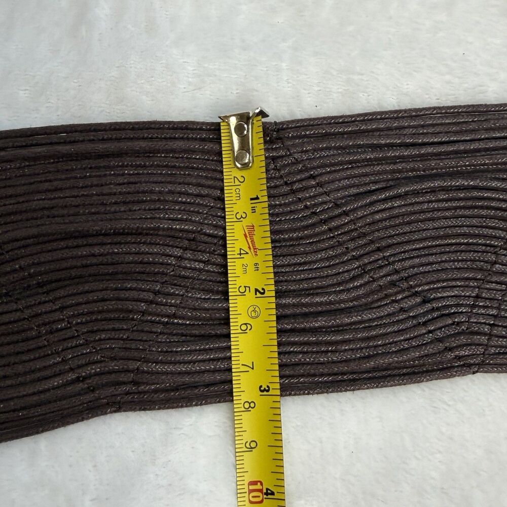 Coldwater‎ Creek Brown Wide Woven Cotton Belt Faux Leather Accents Statement S/M - Picture 10 of 13